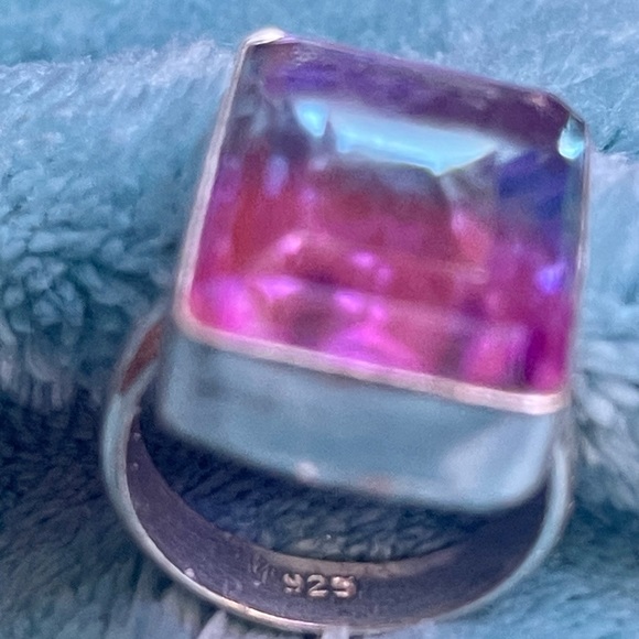 bicolor tourmaline ring size 7 in Sterling Silver artisan ethnic - Picture 3 of 7